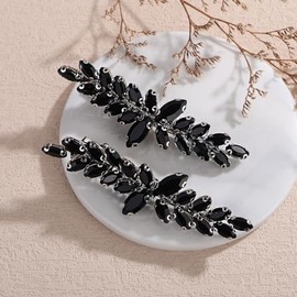 Xerling 2Pcs Black Rhinestone Hair Clips Bridal Wedding Hair Barrettes Women Decorative Hair Accessories Jewelry Multi-color Hair Piece (Black)