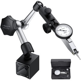Neoteck Dial Test Indicator with Magnetic Base Stand and Storage Case, 0-0.03"/0.0005" Test Indicator Set with 2 Steel Dovetail Clamps 3/8'' and 5/32'' for Machine Set-Up, Narrow Area Measurement