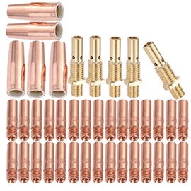 MIG Welding Gun Kit .023" Tip Nozzle Diffuser Fit for 100L Tweco Mini/#1 Include (Contact Tips 11-23 0.023", Gas Nozzles 21-50 1/2", 35-50 Welding Diffuser) (40Pcs)