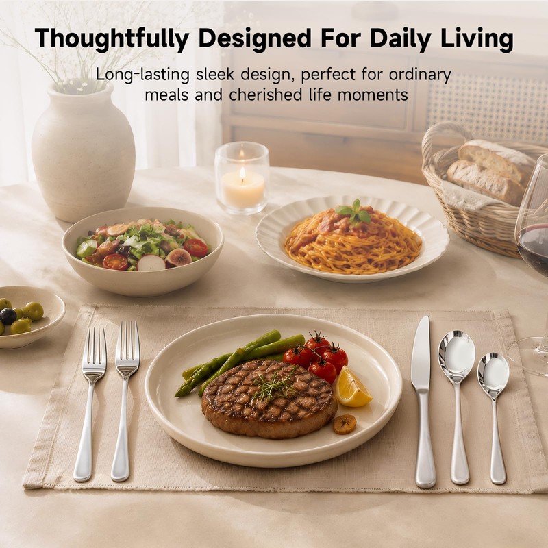 20 Piece Silverware Set for 4, Stainless Steel Flatware Utensil