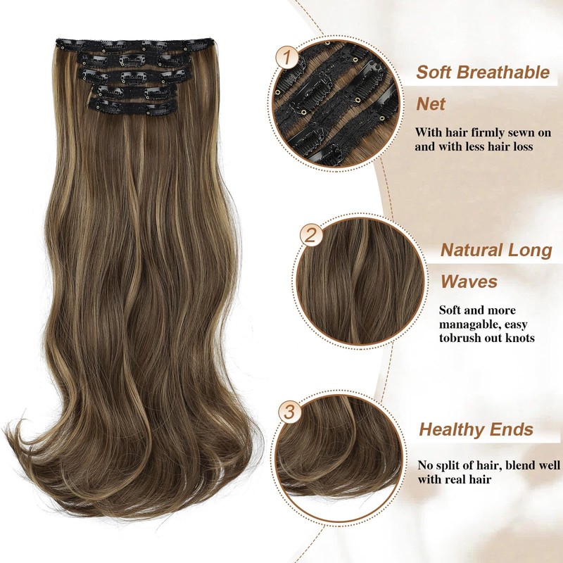Lommel Clip in Hair Extensions,5PCS Hair Extensions Clip Ins 20