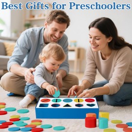 Vodolo Shapes and Colors Sorting Toy,Fine Motor Skills Toys for Kids,Learn Color Discovery Boxes Shape Sorters Preschool Classroom Must Haves Sensory Toys,Color Matching Learning Activities Games