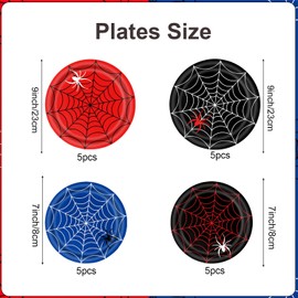 Spider Party Supplies, 20 Plates, 20 Napkins, 1 Tablecover for Birthday Party Tableware Supplies, Spider Theme Birthday Party Decorations