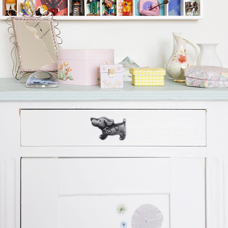 TEHAUX 1 Set Drawer Handle, Cute Dog Knobs with Screw