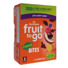 SunRype Fruit to Go +Veggie Bites, Apple Berry Carrot, 8 pouches x 14g, 112g