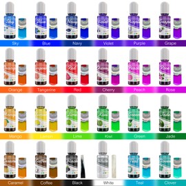 EPOXY UV RESIN PIGMENT - 24 Colours, Concentrated Epoxy Colourant for Resin Art & Jewelry Making - 10ml Each