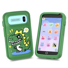 Kids Toy Smartphone, Toddler Play Phone for Boys, Fake Play Dinosaur Toy Phone for Boys Girls Age 3-12, Christmas Birthday Gifts with 3.97" Touchscreen 200+ Puzzle Game, Music Player(Green)