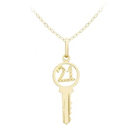 Carissima Gold Women's 9ct Yellow Gold '21' Key Pendant on Trace Chain Necklace of 46cm/18"