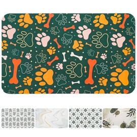 Dog Food Mats for Floors Waterproof, Dog Cat Water Bowl Mats Pet Feeding Absorbent Mat Dog Cat Pet Placemats for Food and Water Bone 12 * 20 inch