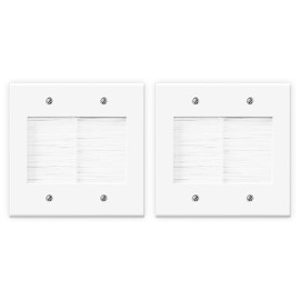 VCELINK 2 Gang Brush Wall Plate, Cable Pass Through Wire Hider for Cable Management, Ethernet Cables, HDMI Cables and Home Theater Systems, 2 Pack