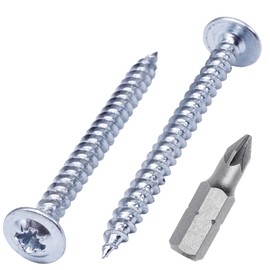 (Pack of 100) Zinc Plated Steel 4.0 x 45mm Wood Screws Metal Screws Modified Truss Head Self Tapping (100, 4.0 x 45mm)