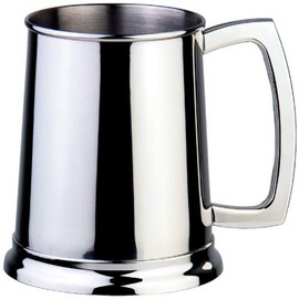 Visol"Dortmund" Polished Stainless Steel Beer Mug, 16-Ounce, Chrome