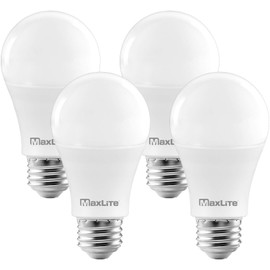 MaxLite A19 LED Bulb, Enclosed Fixture Rated, Daylight 5000K, 100W Equivalent, 1600 Lumens, Dimmable, E26 Medium Base, 4-Pack