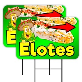 Vista Products Elotes 2 Pack Double-Sided Yard Signs 16" x 24" with Metal Stakes (Made in Texas)