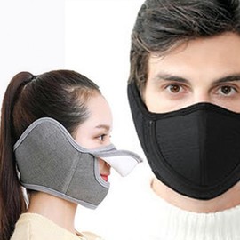 Sports winter mountaineering leisure thermal insulation earmuffs mouth open mask balaclava mountaineering black