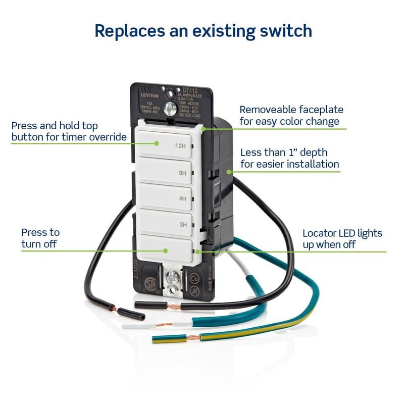 Leviton Countdown Timer Switch for household lights, heaters and exhaust