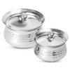 KSJONE Stainless Steel Biryani Handi Set | Premium Steel Hammered