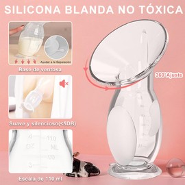 VIDA4U Recolector de Leche Materna, Extractora de Leche Manual, Bomba de Silicona para Lactancia de 100 ML con Tapa y Dos Bolsas de Leche Materna, Accesorios de Lactancia y Herramientas de Lactancia