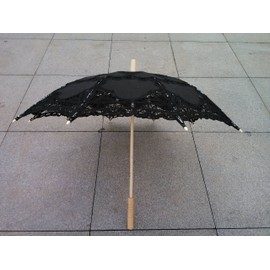 AEAOA Handmade Black Lace Parasol Umbrella Wedding Bridal 30 Inch Adult Size