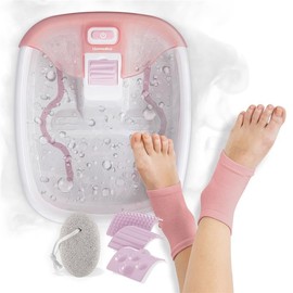 HoMedics Bubble Bliss® Deluxe Footbath Gift Set – Heated Foot Spa with Invigorating Bubbles, 3 Massage Attachments, Pumice Stone, Moisturizing Heel Socks & Splash Guard for Ultimate Relaxation