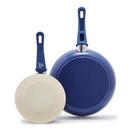 GreenLife Non Stick Fry Pan Set (7" & 10"), Non-Toxic PFAS-Free Ceramic Skillets, Dishwasher & Oven Safe, Egg Omelet Frying Pans, Stay- Cool Handles, Kitchen Home Cooking Essentials, Blue