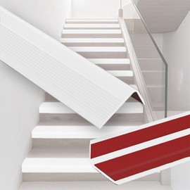 Vinyl Stair Nosing 16Ft Self Adhesive Stair Edge Protector Stair Edging, Stair Anti-Slip Stair Trim for Indoor & Outdoor (White)