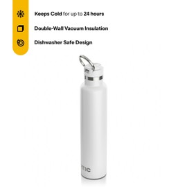 RTIC 26oz Journey Water Bottle Ceramic Lined Metal Stainless Steel Vacuum Insulated, BPA Free, Reusable, for Water, Hot and Cold Drinks, Travel, Sports, Camping, White