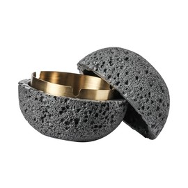 Hsthe Sea Windproof Stormproof Ashtray, Folding Stainless Steel Ashtray, Non-Slip Base Inside, Portable Ashtray for Garden and Balcony