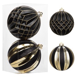 Diameter 15 cm, set of 2 Christmas baubles, large Christmas tree baubles, Christmas tree decorations, Christmas baubles for Christmas tree, Christmas tree decorations, black