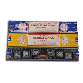 Aromatic Incense Bundle x 3 | Satya SuperHit + Nag Champa + Sandalwood | Aromatherapy with Natural Frankincense | Incense Sticks | 3 Boxes of 15 grams