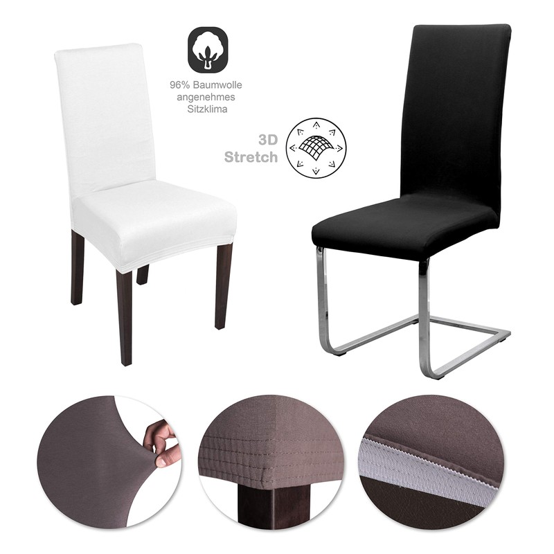 BEAUTEX Set of 4 Jersey Chair Covers, Elastic Stretch Covers,