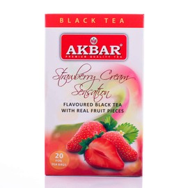 Akbar Flavoured Teas With Real Fruit Pieces - 20 Foil Tea Bags (Strawberry Cream Sensation)