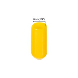 sourcing map Pack of 200 Rubber End Caps 6 mm PVC Vinyl Plastic Protective Caps Cover for Screws Bolts Thread Metal Rods Electric Cable Wire Ropes Bowden Cable Round Pipe Fence Posts, Yellow