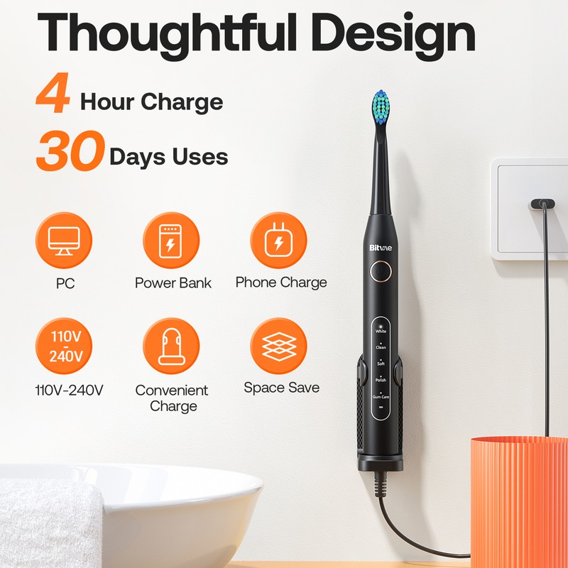 Bitvae Electric Toothbrush with 8 Brush Heads 5 Modes Electric