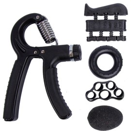5 Pieces Life Hand Trainer Set with Finger Trainer, Rubber Trainer, Ring Trainer, Softball, Grip Trainer, Resistance 5-60 kg (Black)