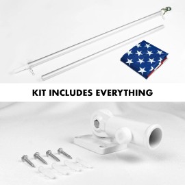 UD_G128 - 6 Feet Tangle Free Spinning Flagpole (Silver) American Flag Brass Grommets Embroidered 3x5 ft American Flag Brass Grom