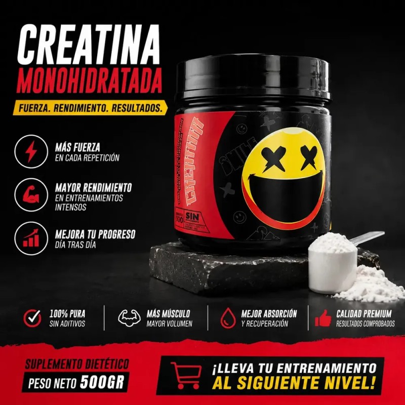 Creatina Monohidratada Smile Labz 500g Sin Sabor Vegano Deportivo