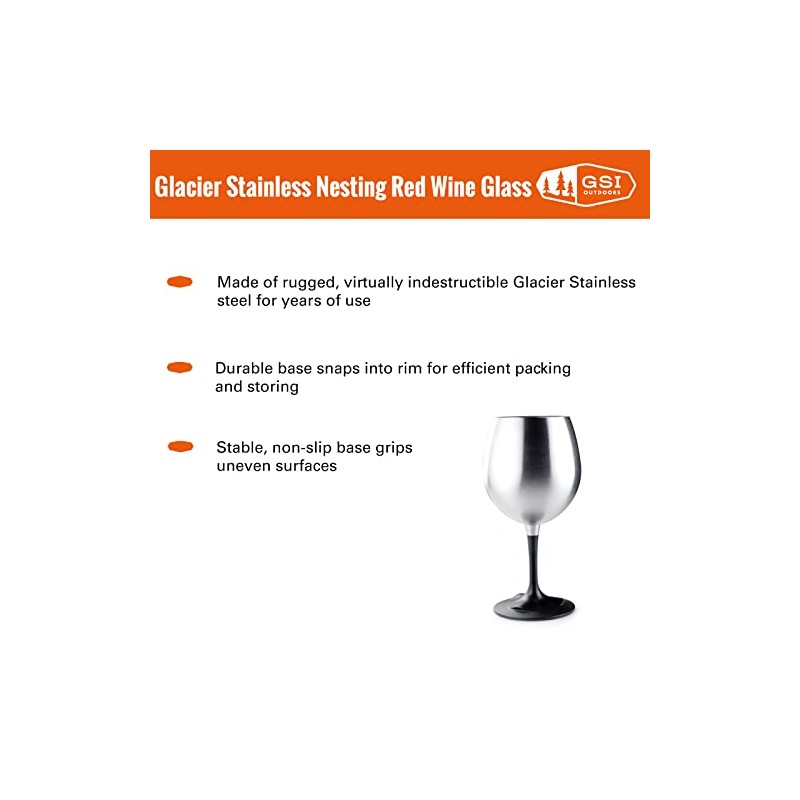 GSI Outdoors 63310 Glacier Stainless Steel Nesting Red Wine Glass