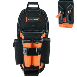 MELOTOUGH 7-Pocket Technician Pouch-Small Pocket Tool Belt Pouch with Belt Clip,Clip on Larger Pockets & Loop, Clip on-Tool Holder Accessory(Orange)