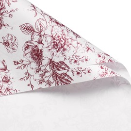 WRAPAHOLIC 20 Sheets Flower Wrapping Paper - 22.4 x 22.4 inch Red Vintage Floral Printed Water-Resistant Floral Bouquet Wrapping Paper, Florist Supplies Packaging for Wedding Birthday Gift DIY