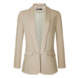 Urban CoCo Women's Office Blazer Jacket Open Front (XL, Khaki)