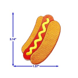 PL hot Dog with Mustard Fast Food Cute Cartoon Logo1 Sew Iron on Embroidered Applique Badge Sign Patch Clothing Costume