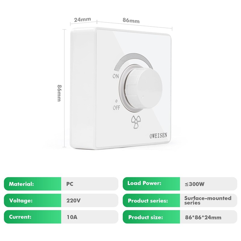 DEWIN Wall Switch, 86 Type Ceiling Fan, Speed Controller, Wall