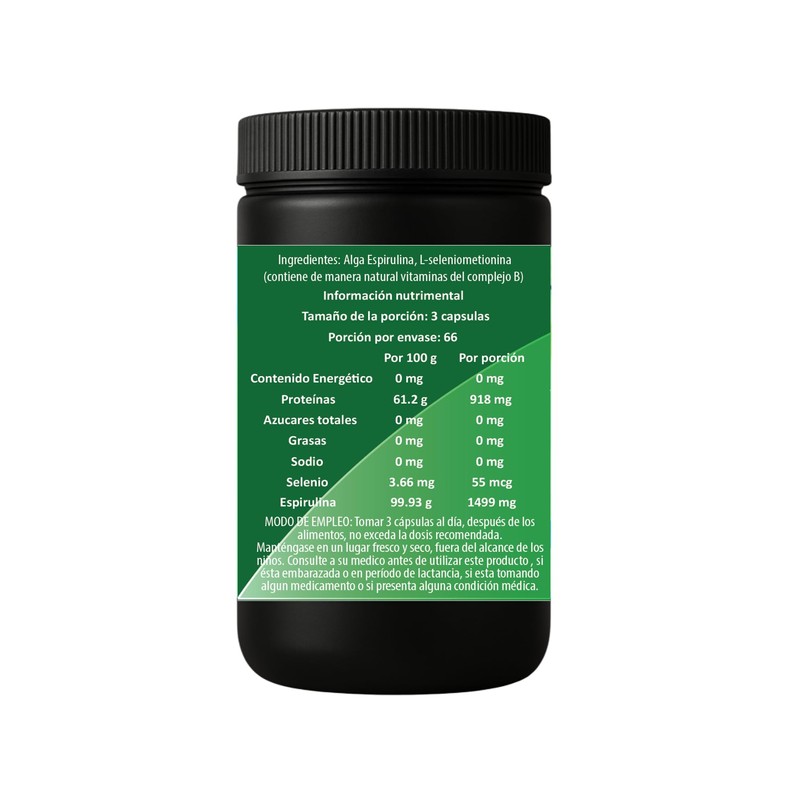 Espirulina con Selenio IsaaQuim | Suplemento Alimenticio | 200 Cápsulas