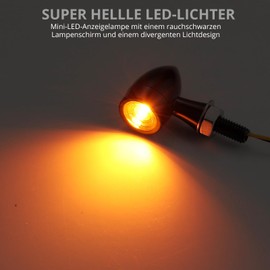 Justech Pack of 4 LED Micro Indicator Mini Motorcycle Indicators Universal Mini Indicator 12 V Amber Light Indicator Light Mini Indicator Light Direction Indicator IP65 with E24 for M8 Screw