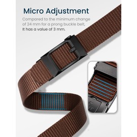 GEIT Men's Nylon Ratchet Belt, 1 3/8" Adjustable Web Belt with Slide Click Buckle for Casual Golf Work