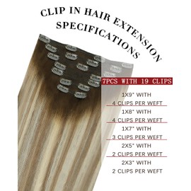 SAFIRENY Clip in Hair Extensions Human Hair Double Weft Balayage Color Walnut Brown To Ash Brown and Golden Blonde,Clip in Hair Extensions,14 inch 140g,7pcs Per Set With 19 Clips(#3/8/22,14")