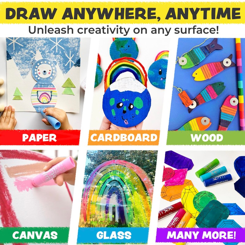 Kwik Stix Solid Tempera Paint Sticks, 12 Colors, Washable Paint