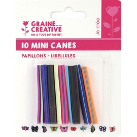10 Mini Polymer Paste Canes to Slice 5 x 0.5 cm - Butterflies & Dragonflies