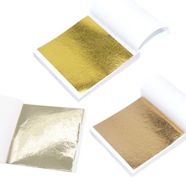 300 Sheets Imitation Gold Leaf Leaves Imitation Gold Foil Gilding Craft Gold Leaf for Crafts Silver Leaf for Nail Art Painting Wall DIY Crafting Decoration Gold Leaf (9 x 9 cm)